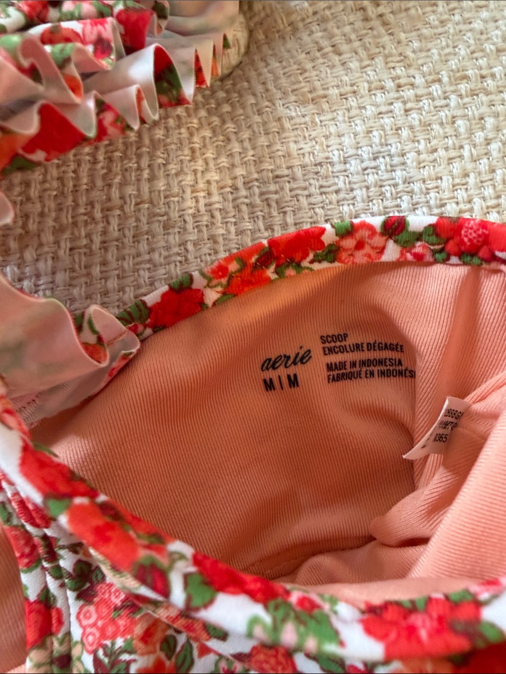 Aerie/Beachsissi Women’s Floral Crop Top & Orange High-Waist Swim Suit Medium - Picture 3 of 8